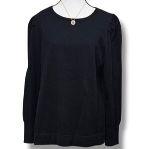 ANNE KLEIN | COTTON CASHMERE LIGHTWEIGHT ROUND NECK SWEATER…
